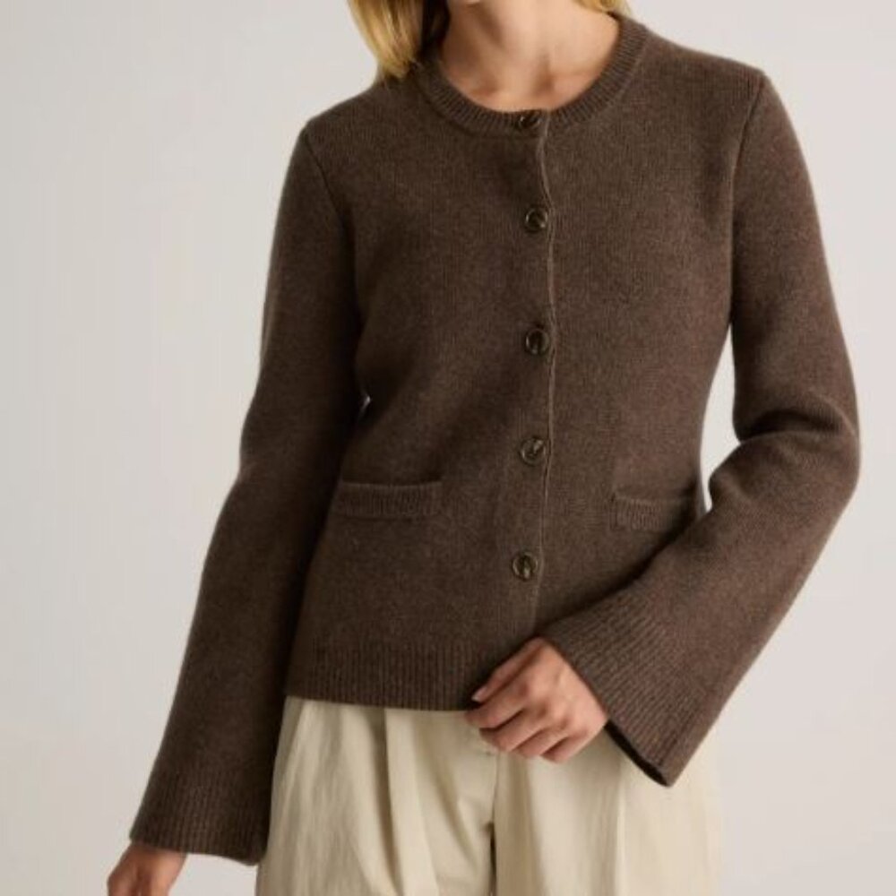 Quince Mongolian Cashmere Structured Cardigan, Size M